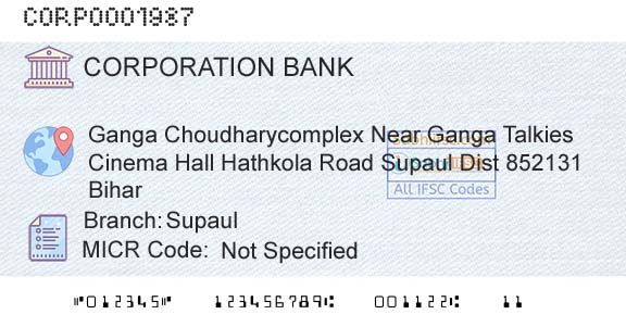 Corporation Bank SupaulBranch 