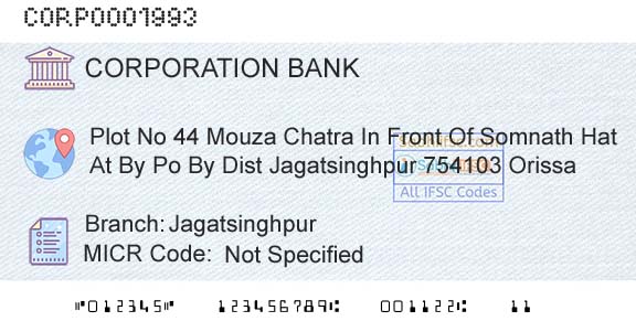 Corporation Bank JagatsinghpurBranch 