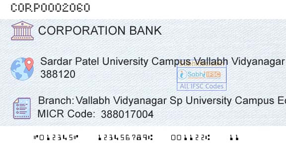 Corporation Bank Vallabh Vidyanagar Sp University Campus EcBranch 