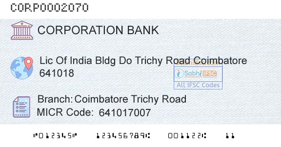 Corporation Bank Coimbatore Trichy RoadBranch 