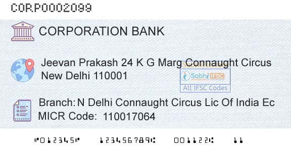 Corporation Bank N Delhi Connaught Circus Lic Of India EcBranch 