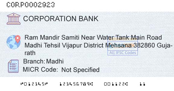 Corporation Bank MadhiBranch 