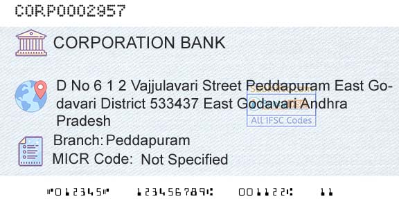 Corporation Bank PeddapuramBranch 