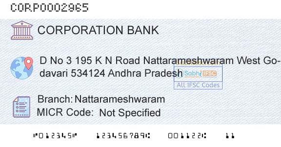 Corporation Bank NattarameshwaramBranch 