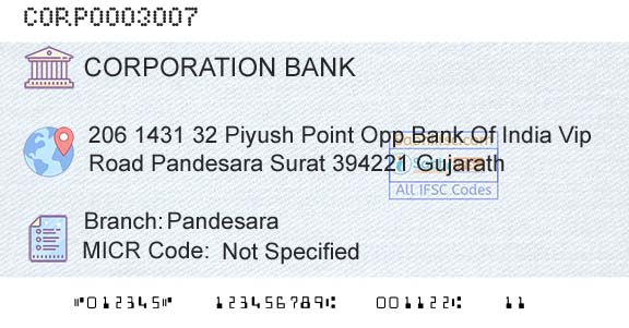 Corporation Bank PandesaraBranch 