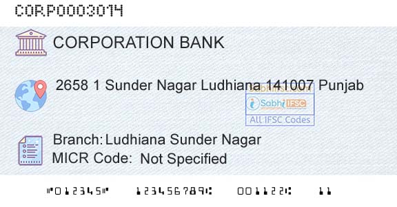 Corporation Bank Ludhiana Sunder NagarBranch 