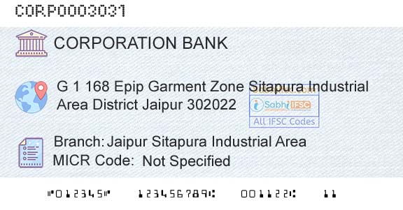 Corporation Bank Jaipur Sitapura Industrial AreaBranch 