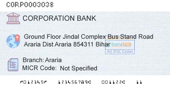 Corporation Bank ArariaBranch 