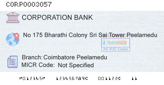 Corporation Bank Coimbatore PeelameduBranch 