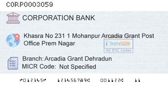 Corporation Bank Arcadia Grant DehradunBranch 