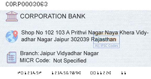 Corporation Bank Jaipur Vidyadhar NagarBranch 