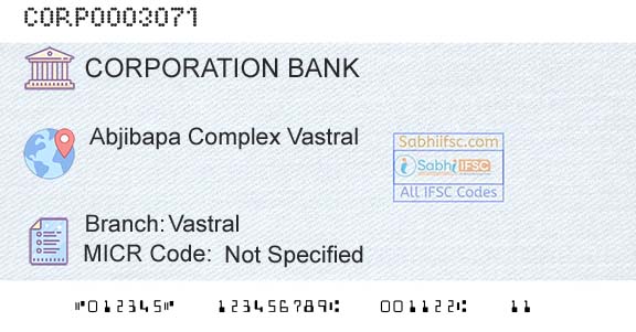 Corporation Bank VastralBranch 