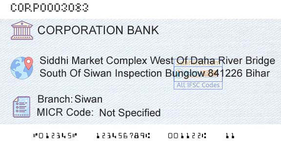 Corporation Bank SiwanBranch 