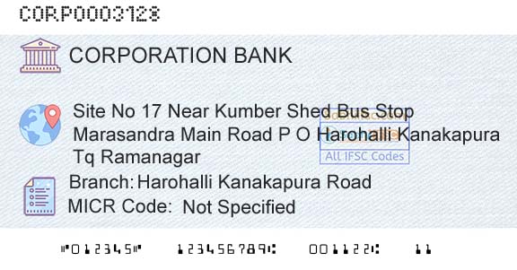 Corporation Bank Harohalli Kanakapura RoadBranch 