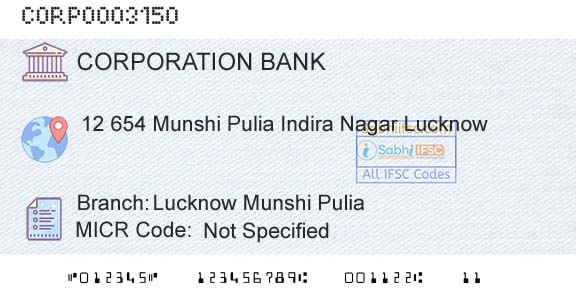 Corporation Bank Lucknow Munshi PuliaBranch 