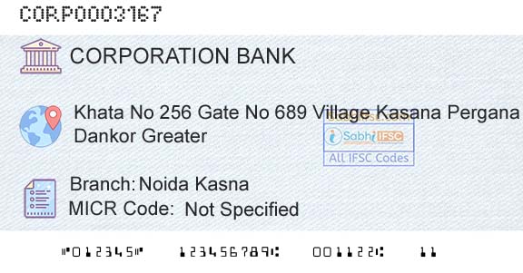Corporation Bank Noida KasnaBranch 