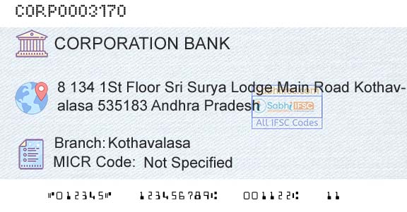 Corporation Bank KothavalasaBranch 