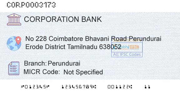 Corporation Bank PerunduraiBranch 