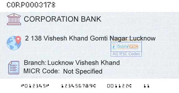 Corporation Bank Lucknow Vishesh KhandBranch 