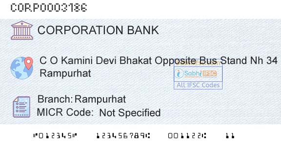 Corporation Bank RampurhatBranch 