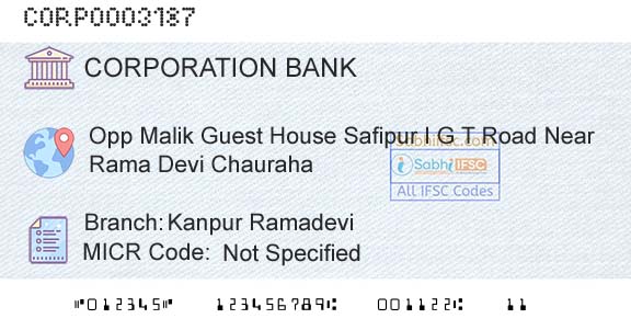 Corporation Bank Kanpur RamadeviBranch 