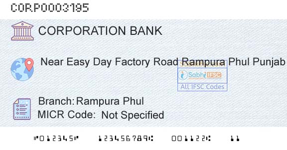 Corporation Bank Rampura PhulBranch 