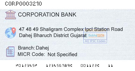 Corporation Bank DahejBranch 