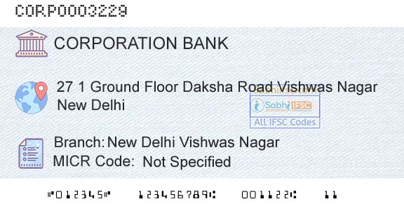 Corporation Bank New Delhi Vishwas NagarBranch 