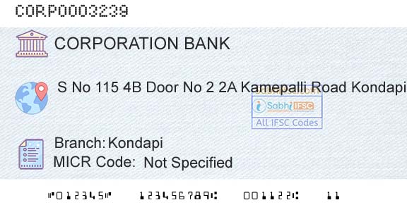 Corporation Bank KondapiBranch 