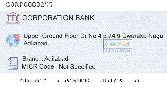 Corporation Bank AdilabadBranch 