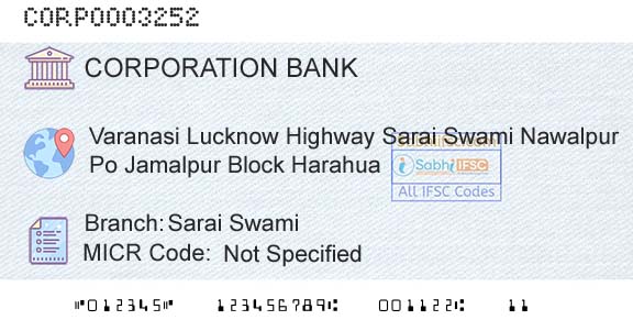 Corporation Bank Sarai SwamiBranch 