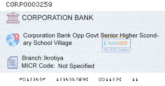 Corporation Bank IkrotiyaBranch 