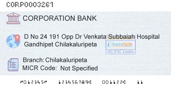 Corporation Bank ChilakaluripetaBranch 