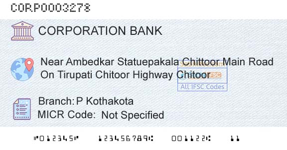 Corporation Bank P KothakotaBranch 