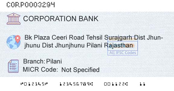 Corporation Bank PilaniBranch 