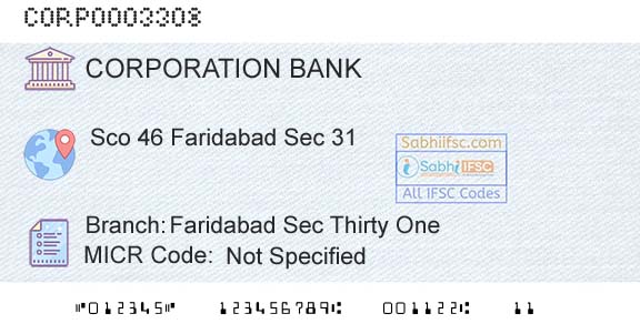 Corporation Bank Faridabad Sec Thirty OneBranch 
