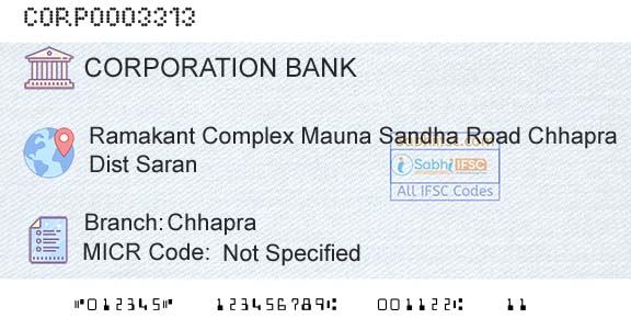 Corporation Bank ChhapraBranch 