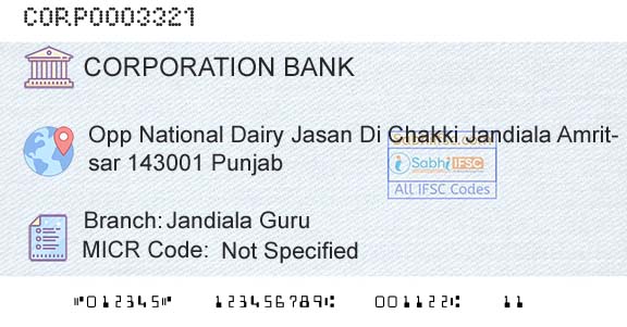 Corporation Bank Jandiala GuruBranch 