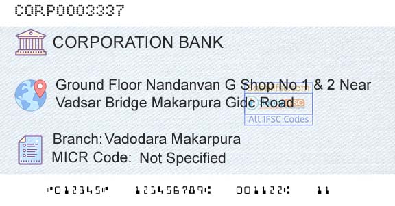 Corporation Bank Vadodara MakarpuraBranch 