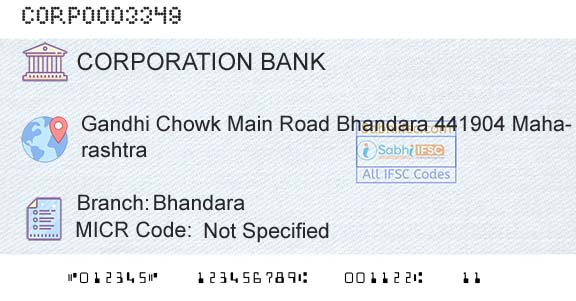 Corporation Bank BhandaraBranch 