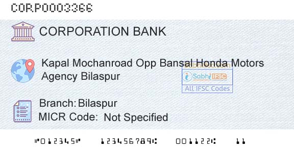 Corporation Bank BilaspurBranch 