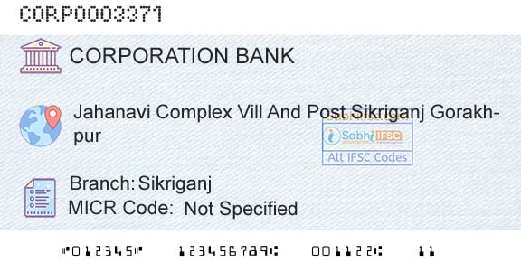 Corporation Bank SikriganjBranch 