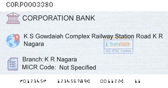 Corporation Bank K R NagaraBranch 