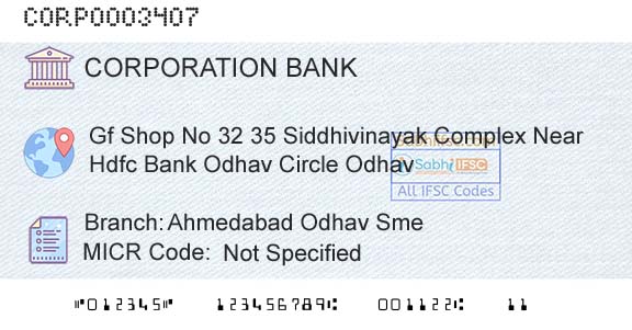 Corporation Bank Ahmedabad Odhav SmeBranch 