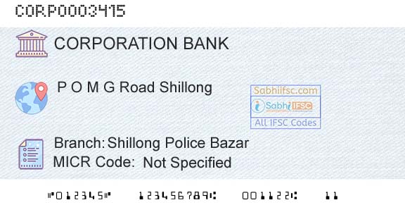 Corporation Bank Shillong Police BazarBranch 