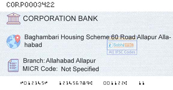 Corporation Bank Allahabad AllapurBranch 