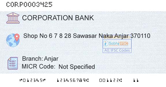 Corporation Bank AnjarBranch 