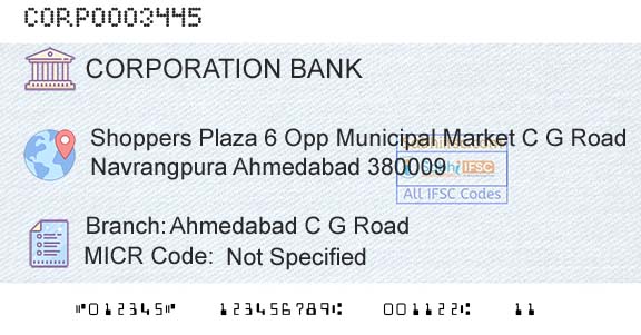 Corporation Bank Ahmedabad C G RoadBranch 