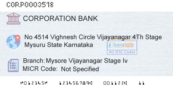 Corporation Bank Mysore Vijayanagar Stage IvBranch 