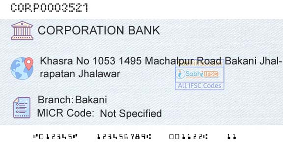 Corporation Bank BakaniBranch 
